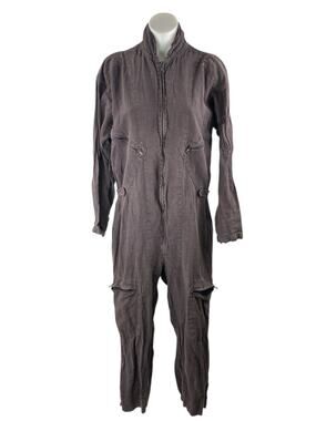 Matteo Women Black Long Sleeve Utility Cargo Denim Jean Coverall Jumpsuit Size S